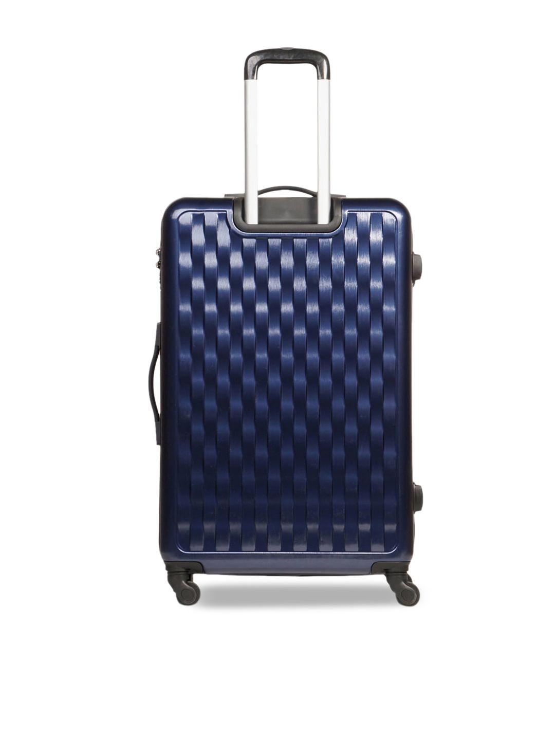 wildcraft blue textured hard-side cabin trolley suitcase