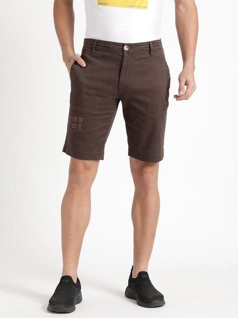 wildcraft brown cotton regular fit shorts