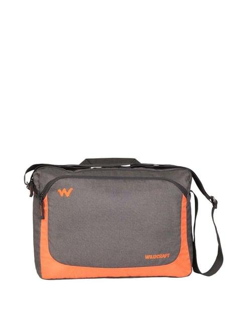 wildcraft courier 2 grey & orange color block medium laptop messenger bag