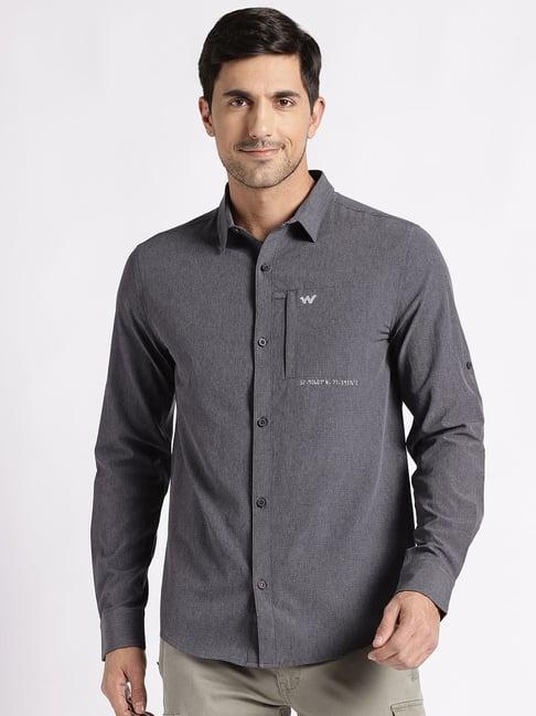 wildcraft dark grey regular fit printed shirt