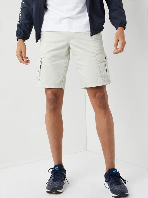 wildcraft grey cotton regular fit cargo shorts