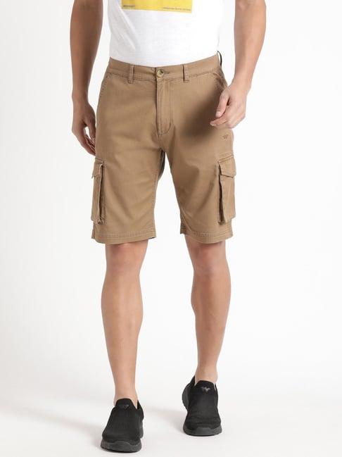 wildcraft khaki cotton regular fit shorts