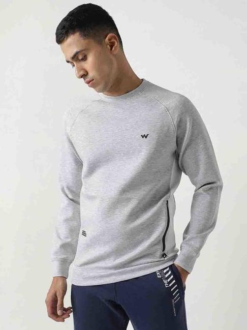 wildcraft light grey melange regular fit sweatshirt