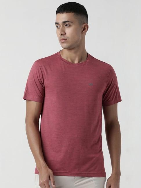 wildcraft mauve cotton regular fit self pattern t-shirt