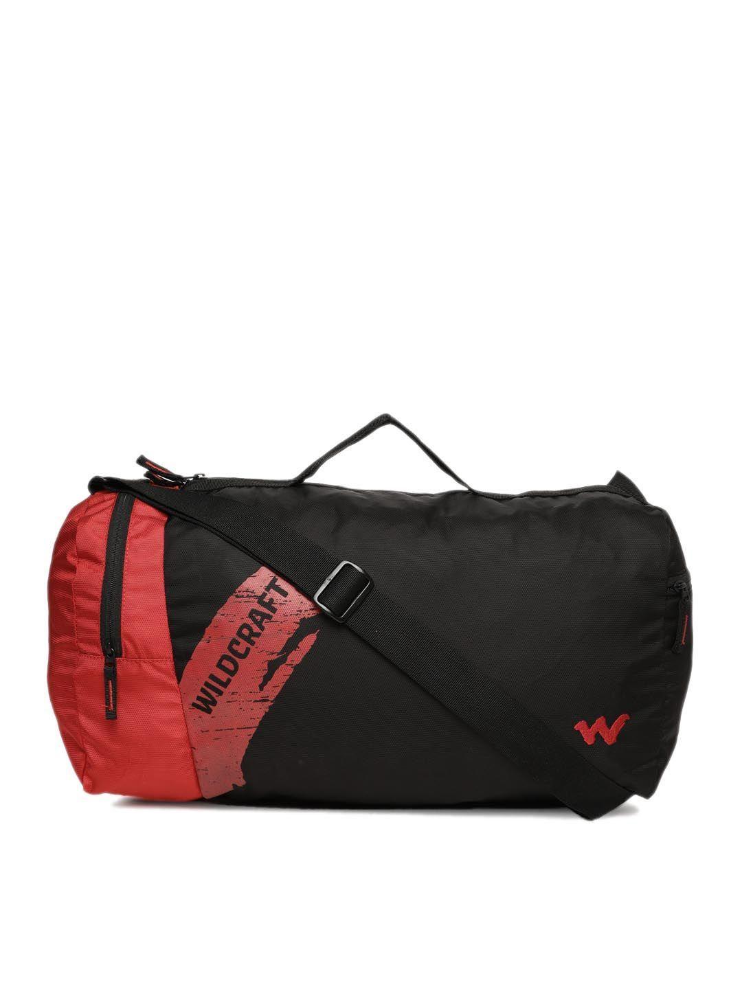 wildcraft men black & red solid duffel bag