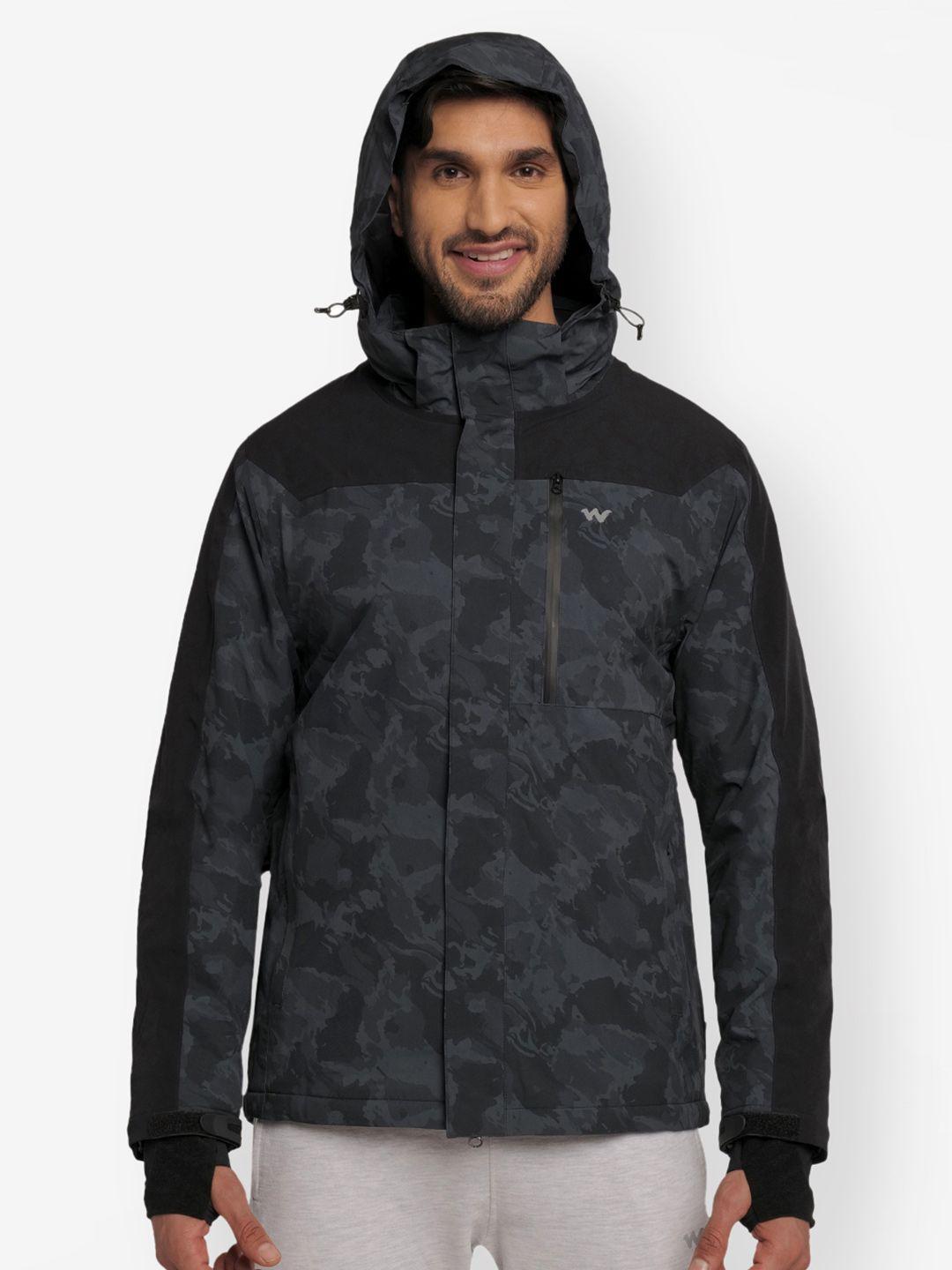 wildcraft men black camouflage mountain skating sporty jacket