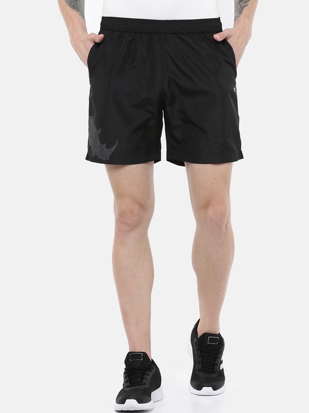 wildcraft men black mid-rise rapid dry running sports shorts