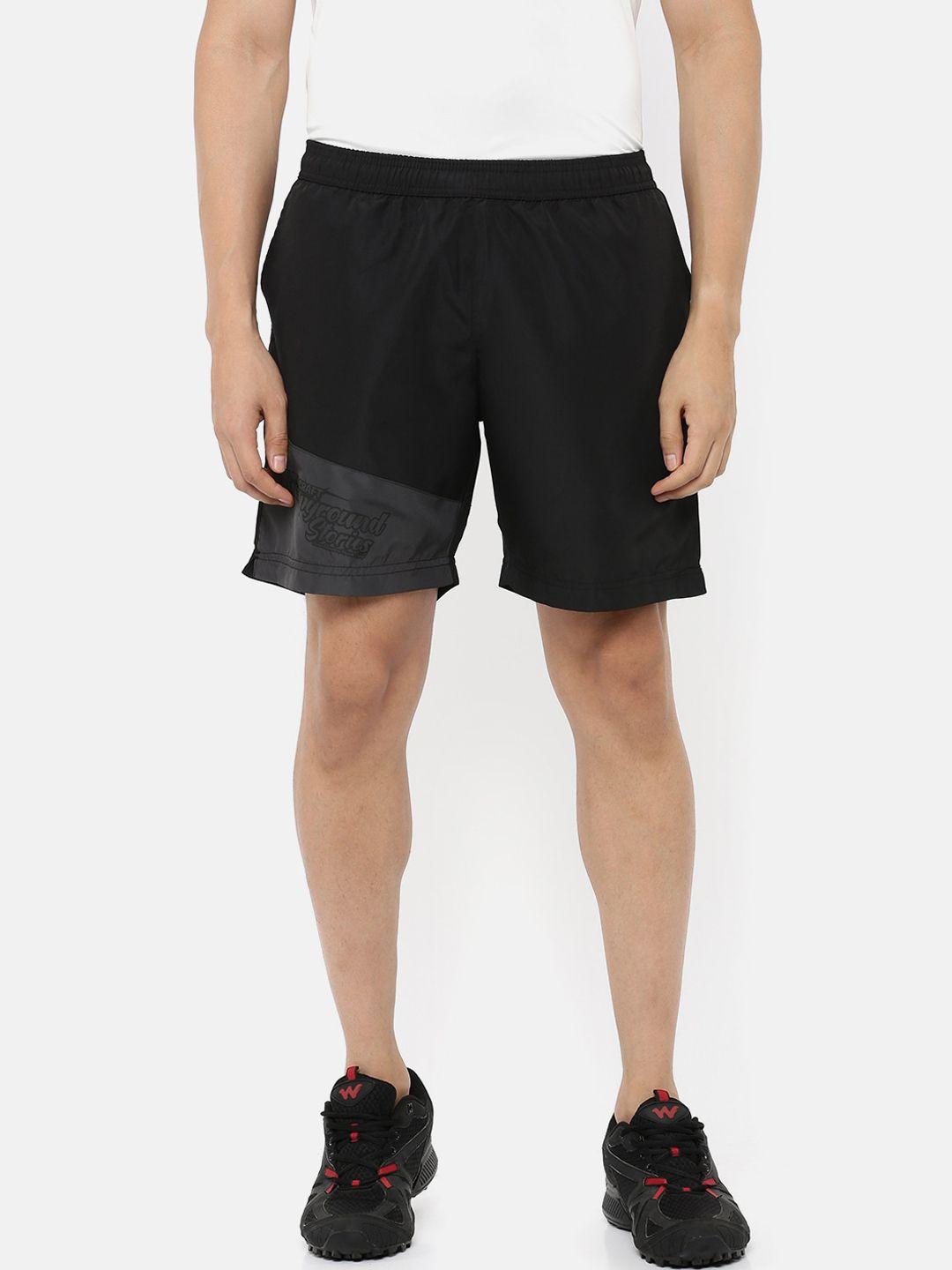 wildcraft men black mid-rise sports shorts