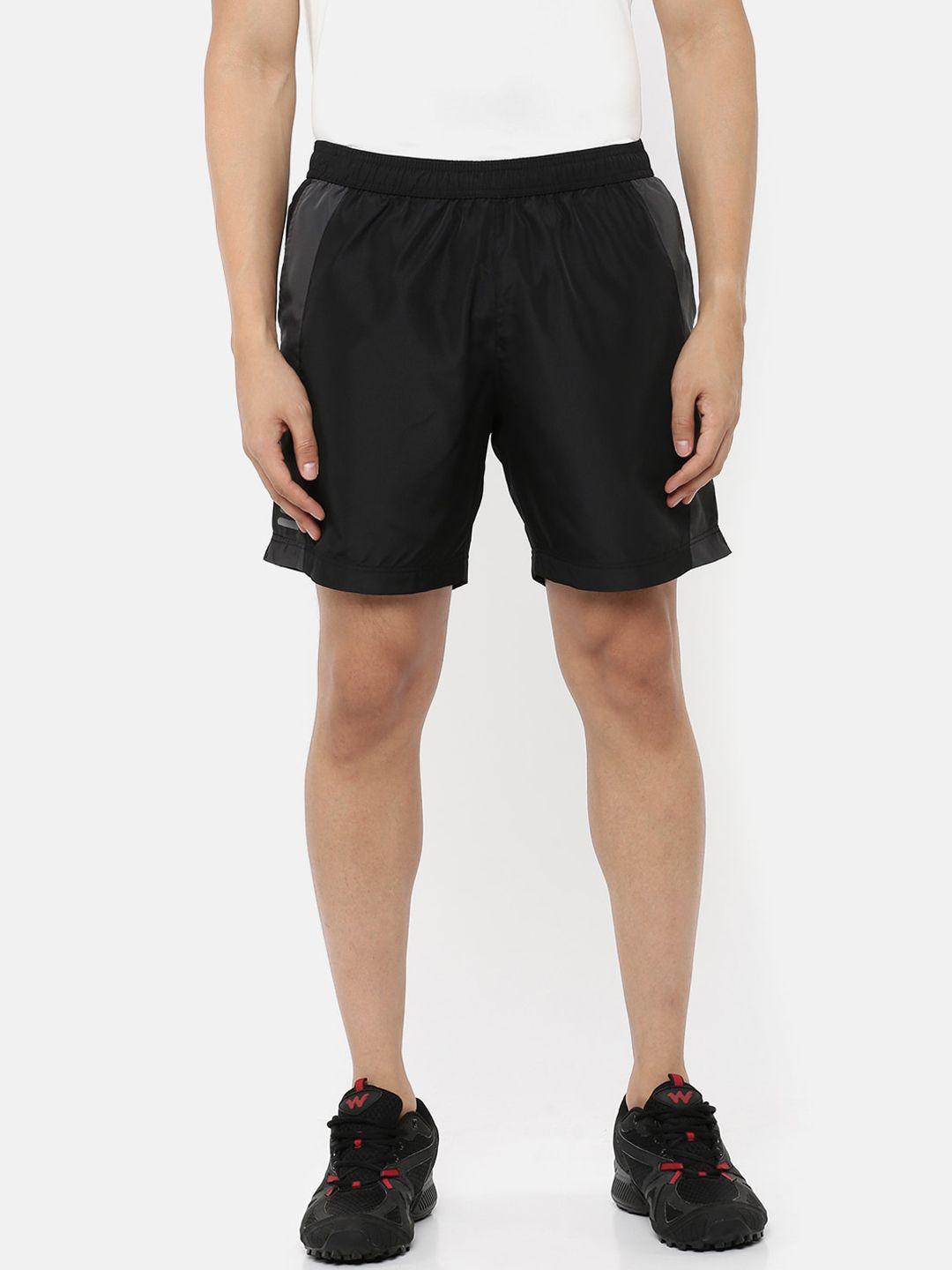 wildcraft men black mid-rise sports shorts