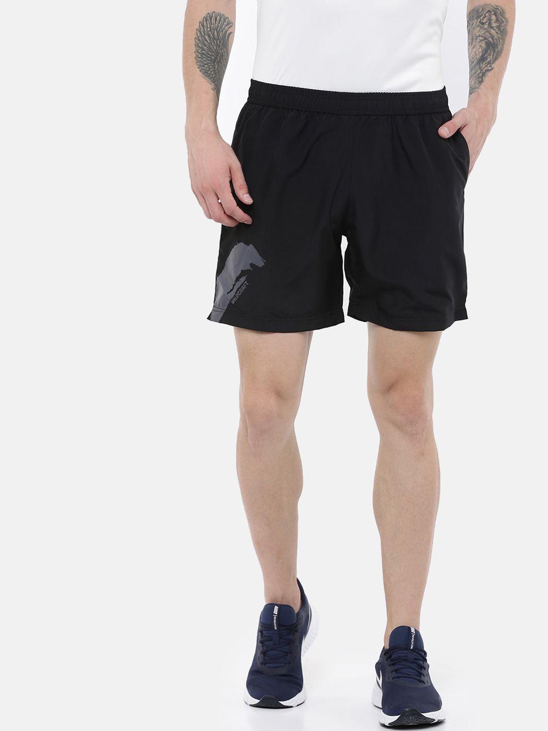 wildcraft men black mid-rise sports shorts