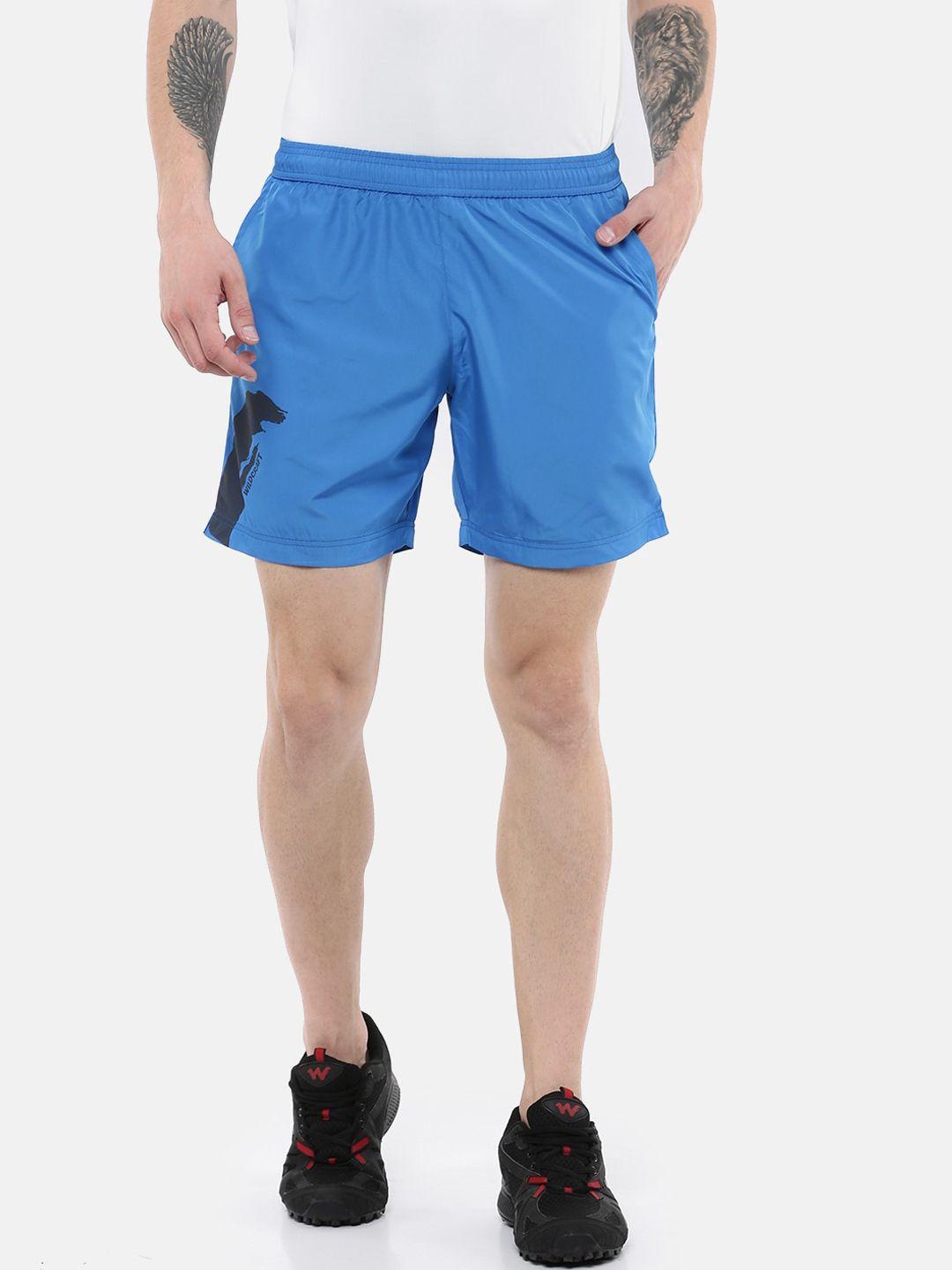 wildcraft men blue mid-rise rapid dry running sports shorts