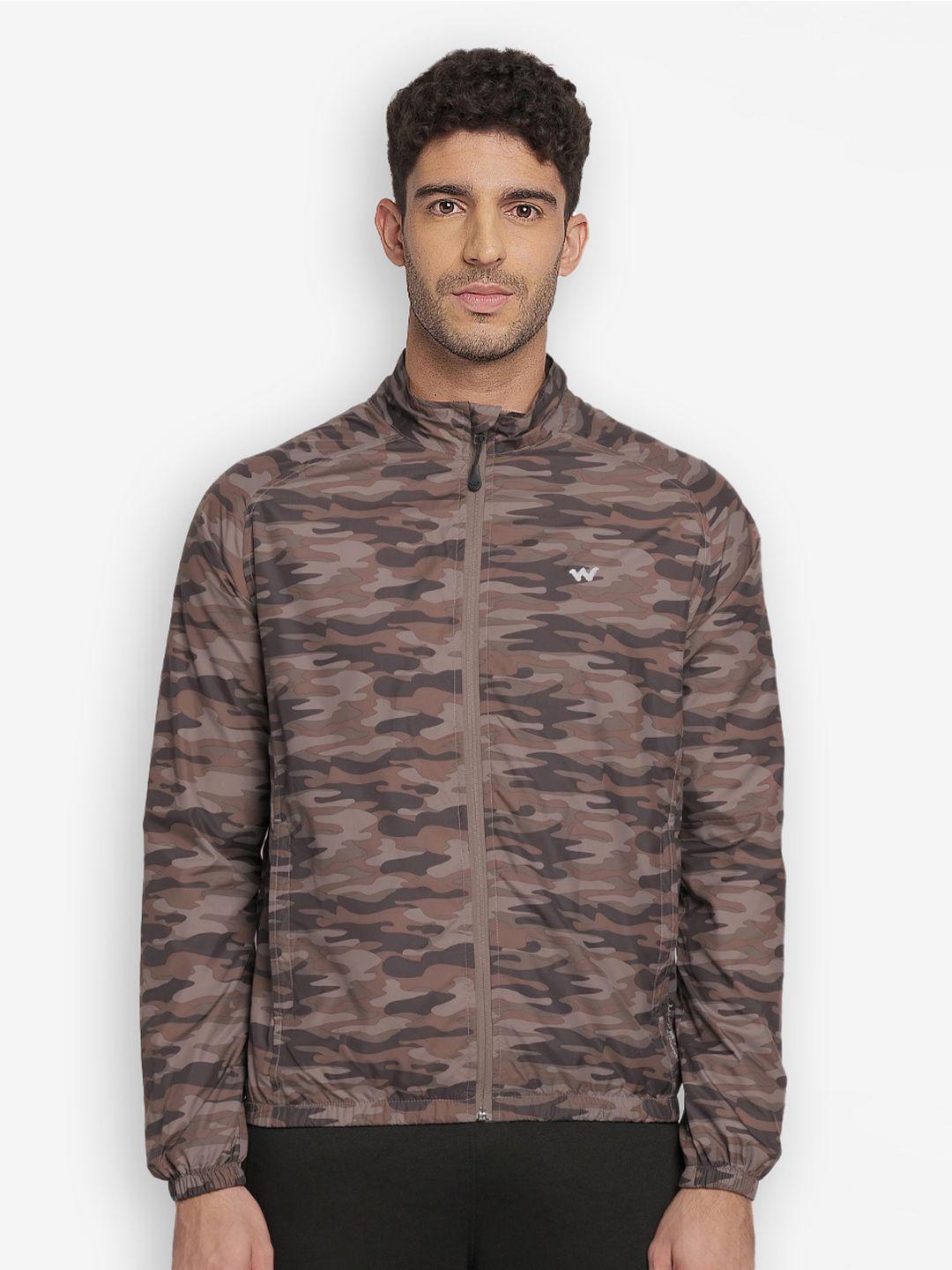 wildcraft men brown & grey water resistant bomber jacket