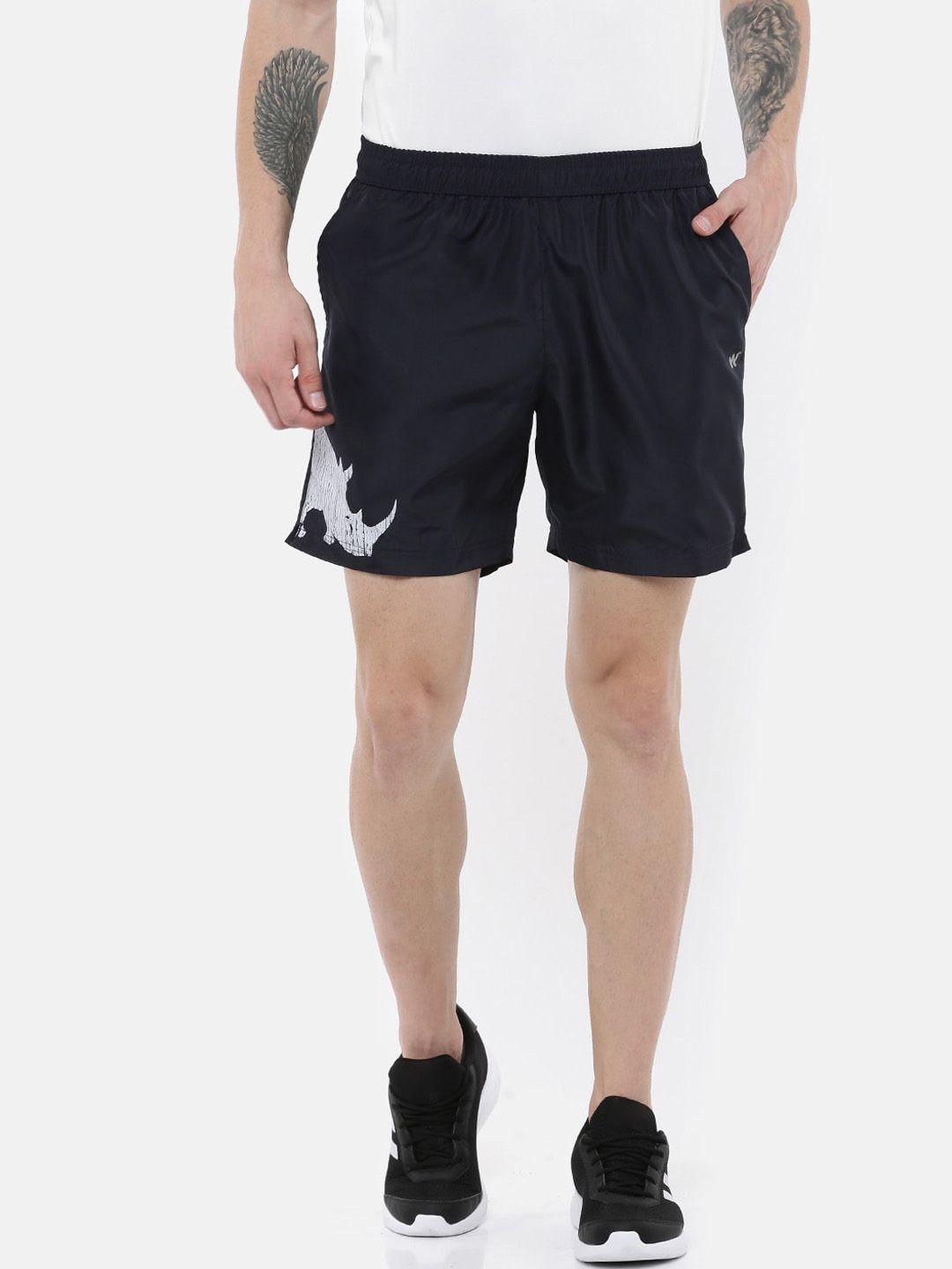 wildcraft men navy blue solid mid-rise running sports shorts