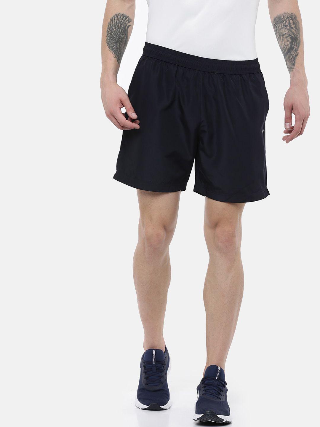 wildcraft men navy blue solid mid-rise running sports shorts
