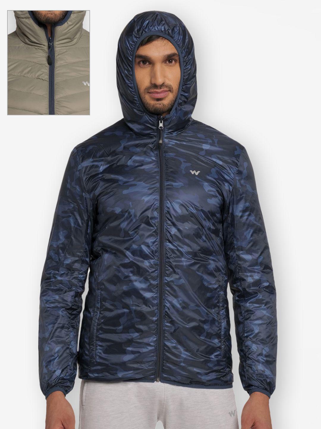 wildcraft men navy blue water resistant outdoor  reversible sporty jacket