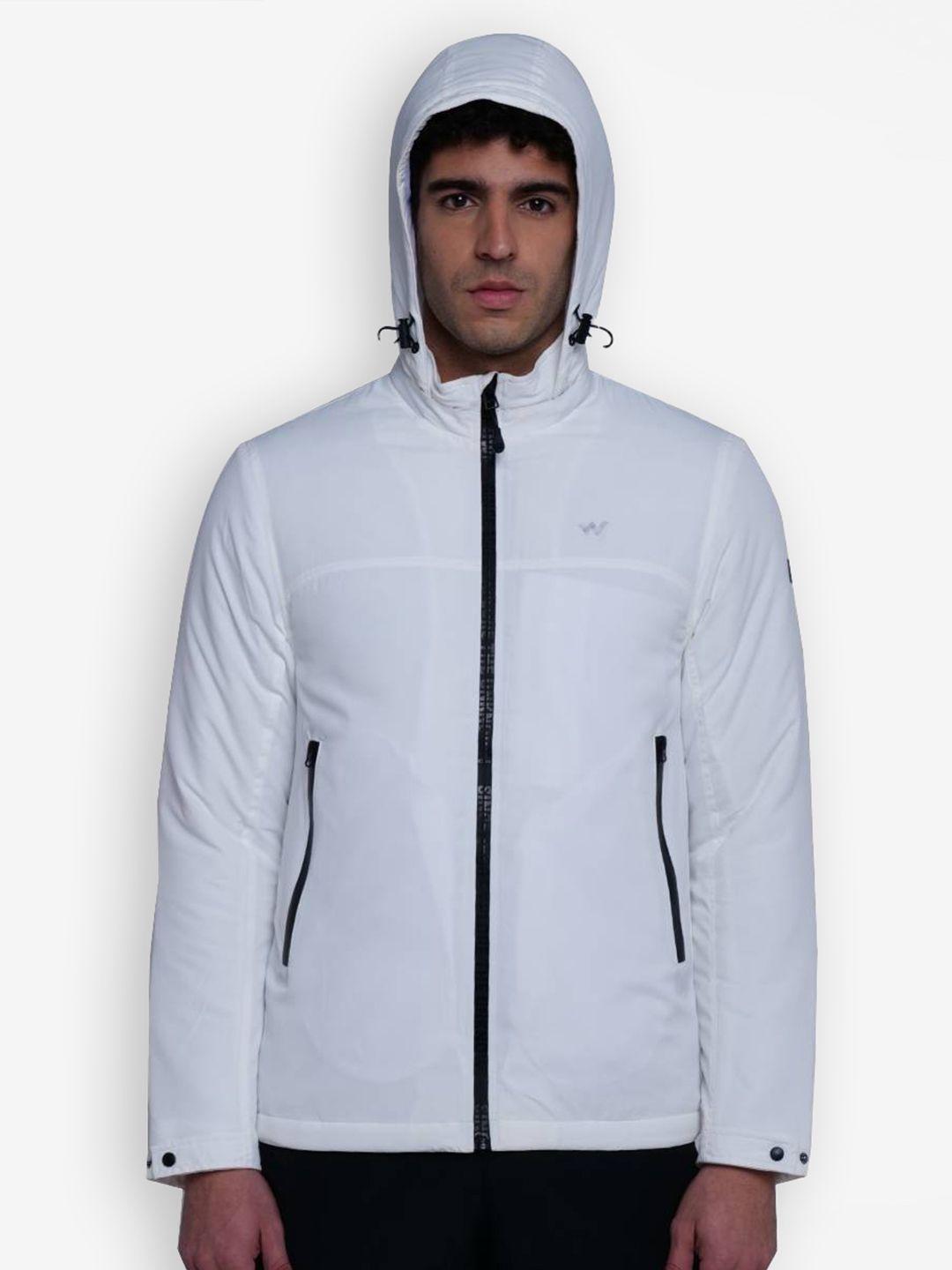 wildcraft men white water resistant outdoor tailored hooded jacket