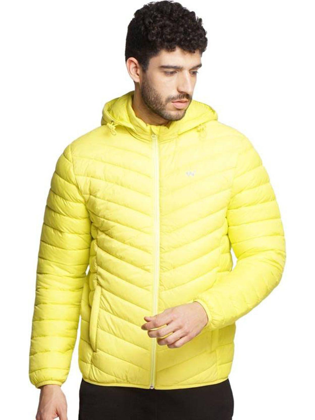 wildcraft men yellow water resistant puffer hooded jacket