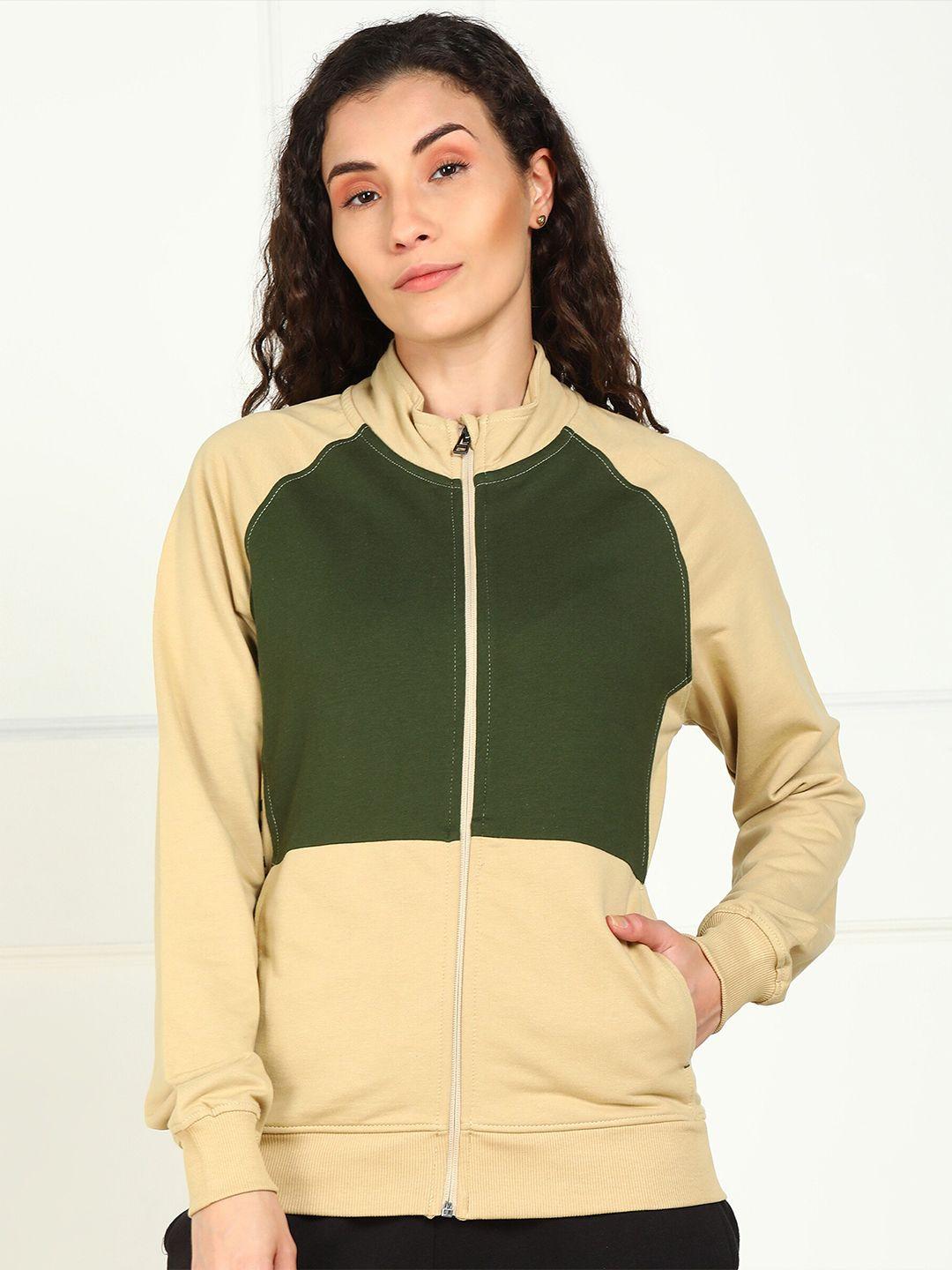 wildcraft mock collar long sleeves colourblocked cotton sweatshirt