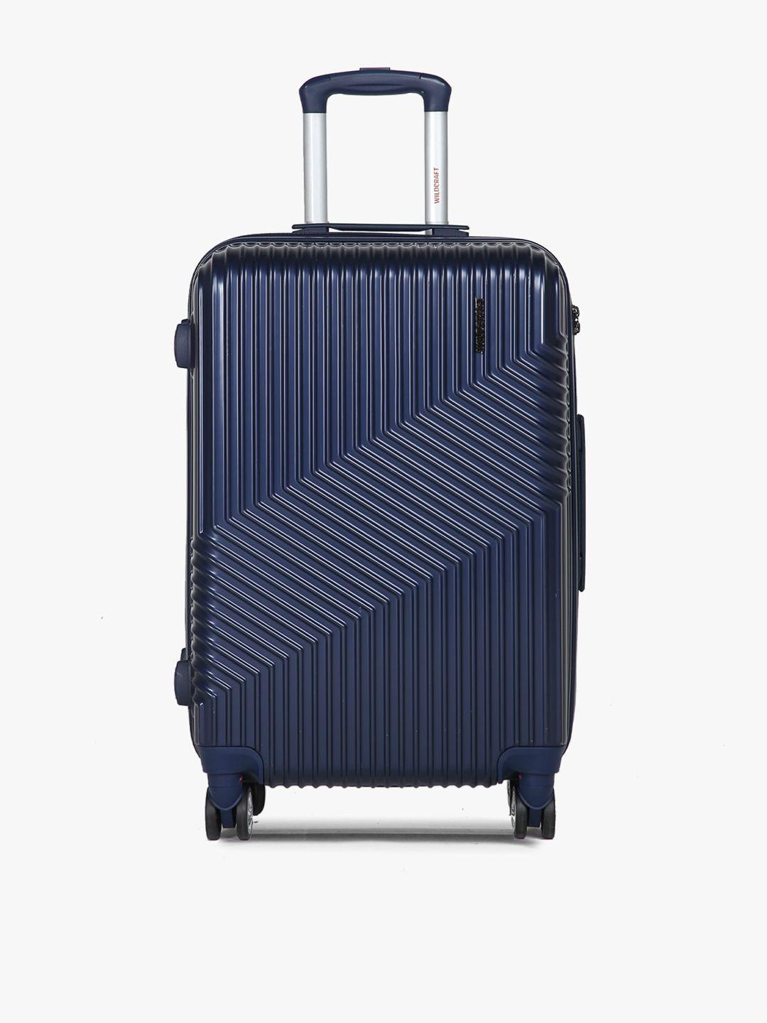 wildcraft navy blue textured hard-sided medium leonis trolley suitcase