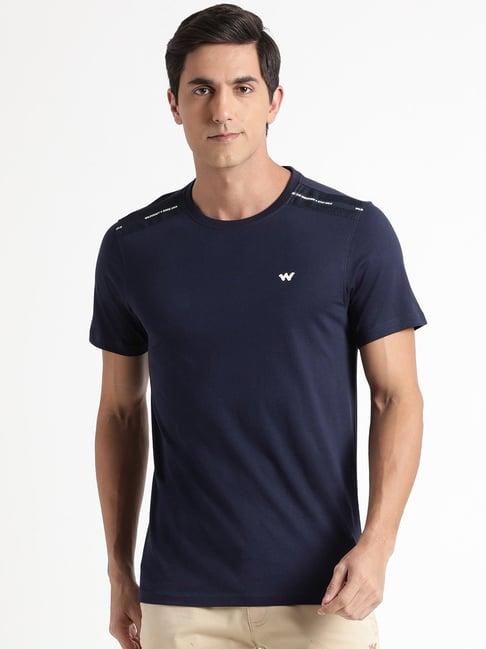 wildcraft navy cotton regular fit t-shirt