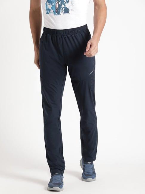 wildcraft navy regular fit printed trackpants