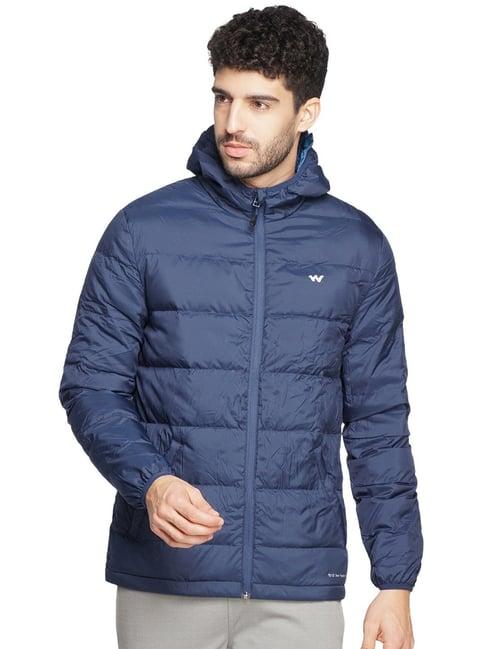 wildcraft navy regular fit quilted hooded jacket