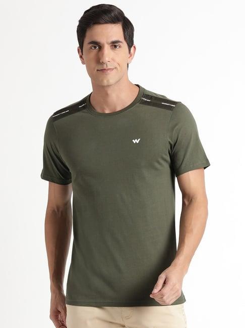 wildcraft olive cotton regular fit t-shirt