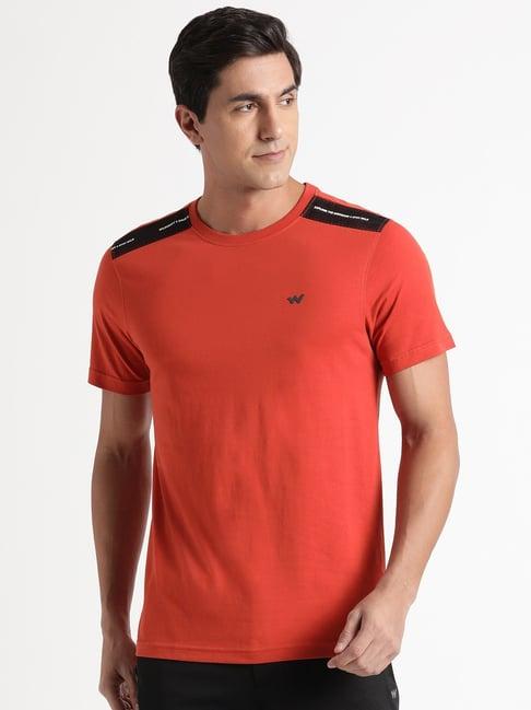 wildcraft orange cotton regular fit t-shirt