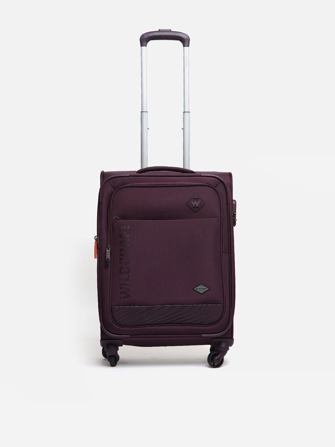 wildcraft purple solid soft-sided medium trolley suitcase