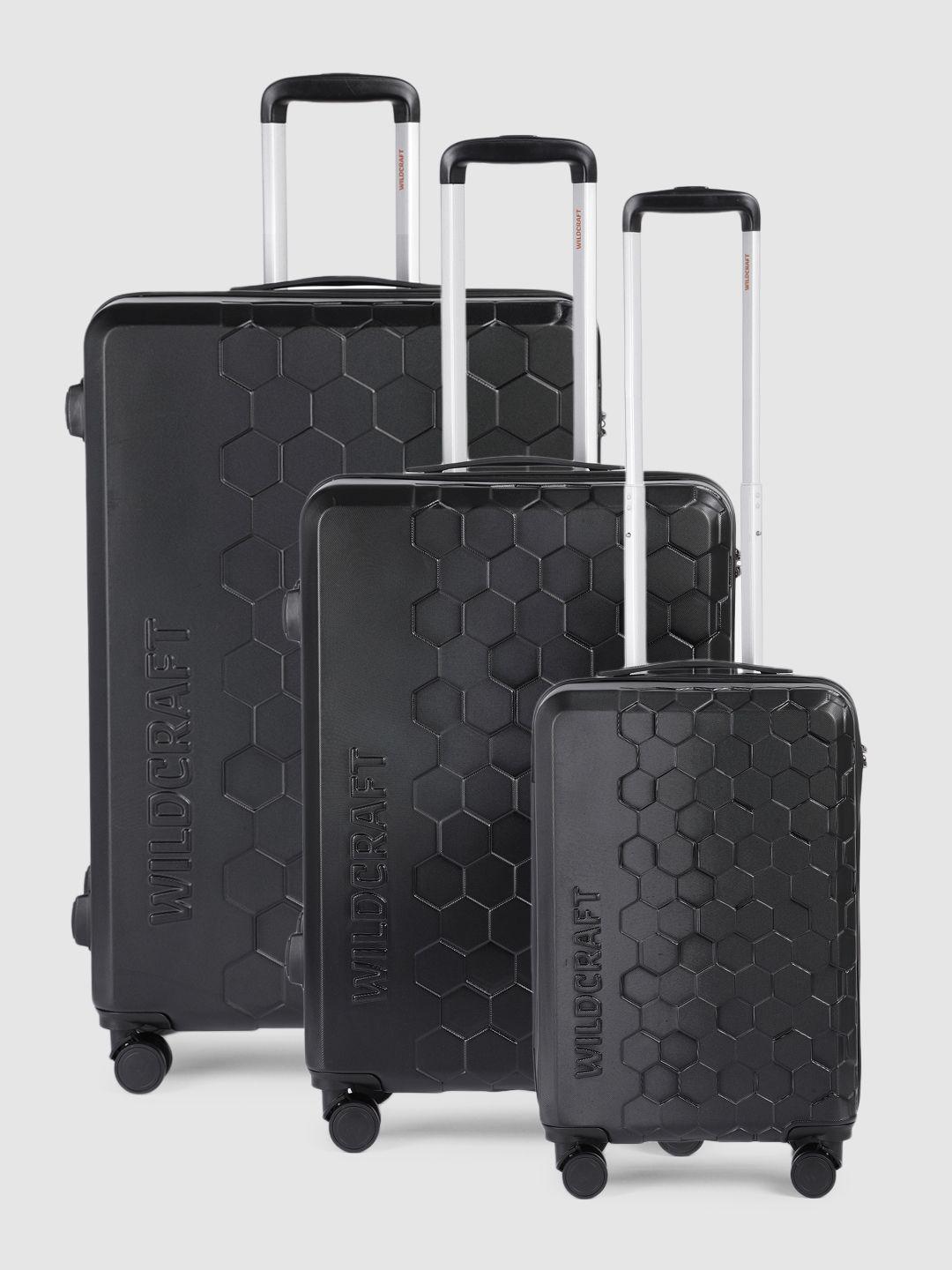 wildcraft pyxis set of 3 trolley suitcases - cabin, medium & large