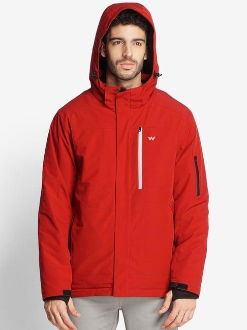 wildcraft red regular fit hooded jacket