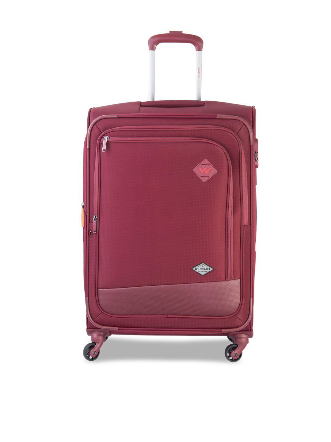 wildcraft red solid soft-sided cabin trolley suitcase