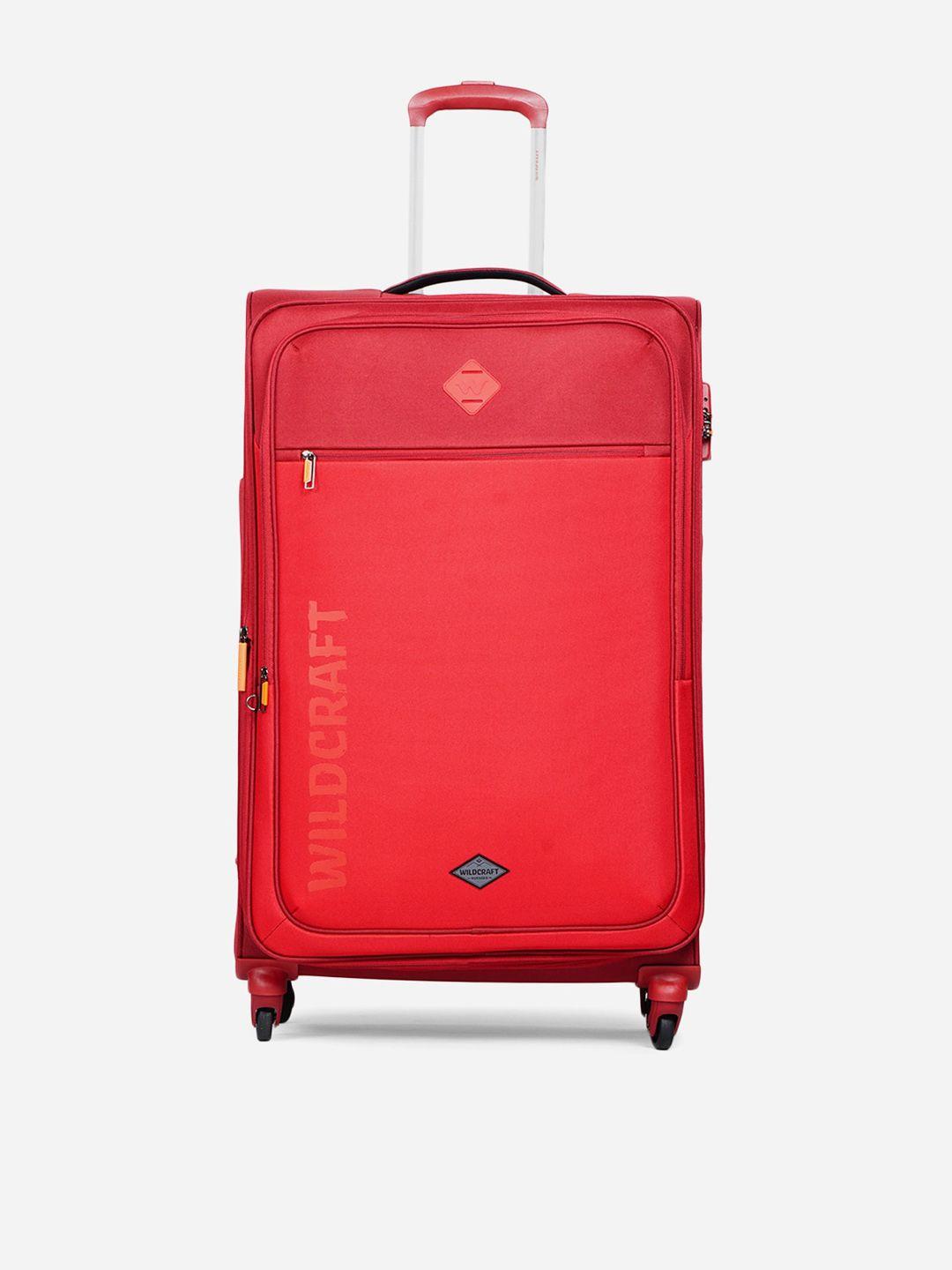 wildcraft red solid soft-sided cabin trolley suitcase