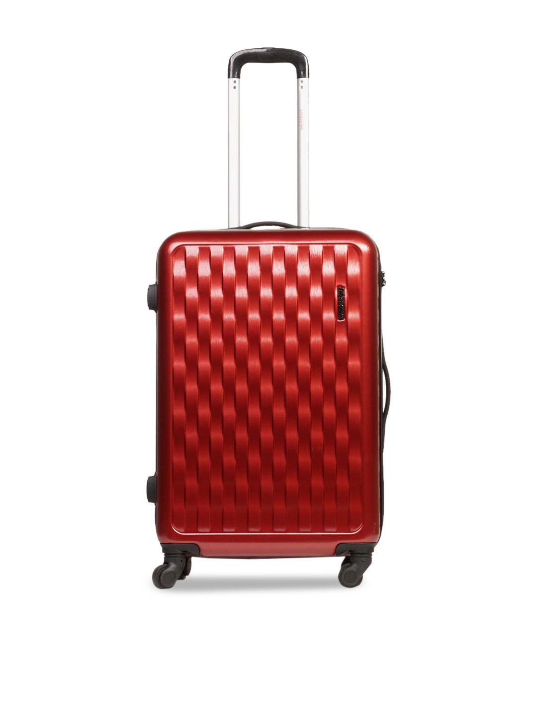 wildcraft red textured hard-sided cabin trolley suitcase