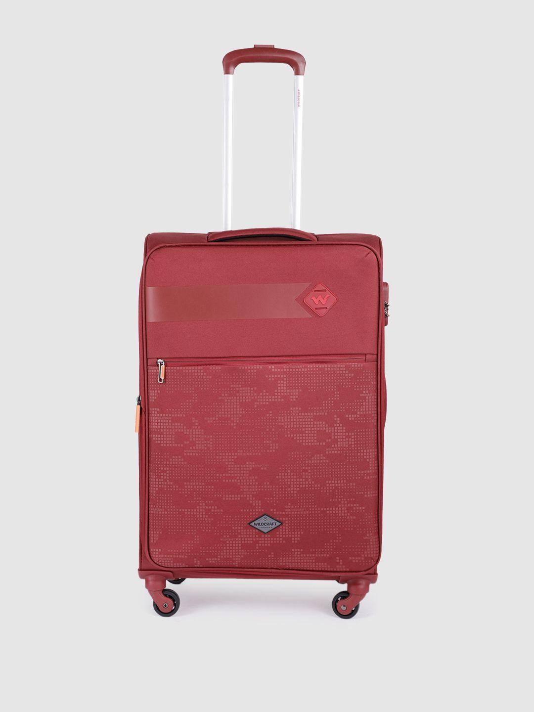 wildcraft red textured hard sided dorado medium trolley suitcase