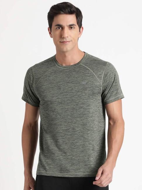 wildcraft sage green  regular fit texture sports t-shirt