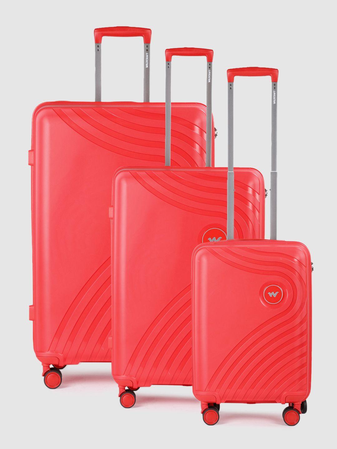 wildcraft set of 3 onyx trolley suitcases - cabin, medium & large