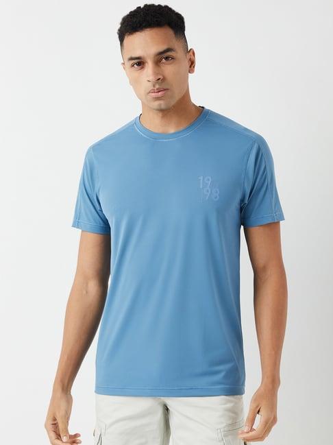 wildcraft teal cotton regular fit printed t-shirt