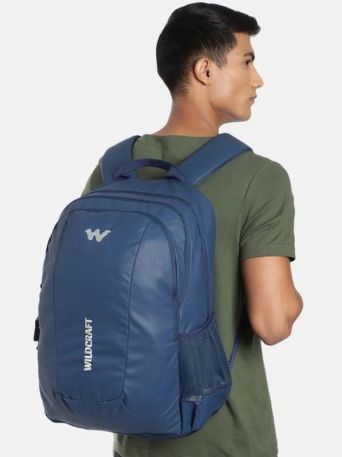 wildcraft trident 2.0 blue polyester solid laptop backpack - 25 ltrs