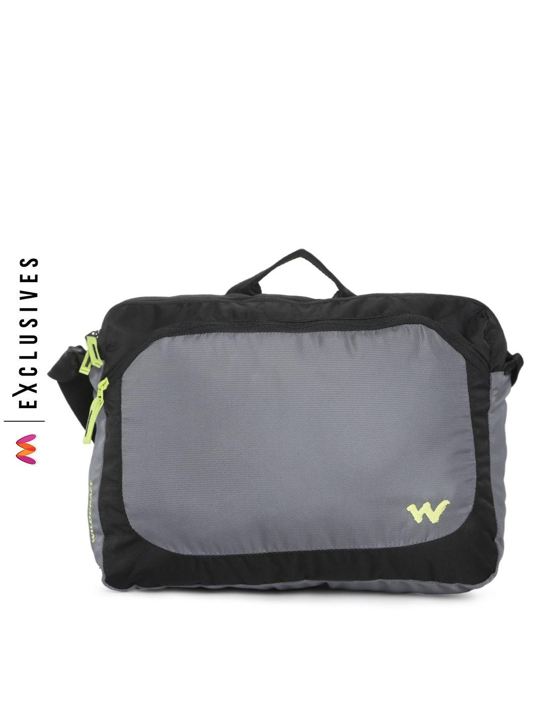 wildcraft unisex black & grey colourblocked courier 2 messenger bag