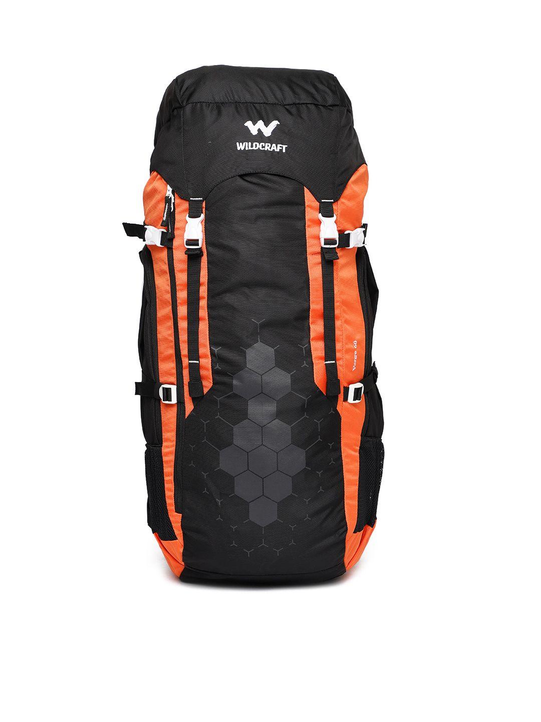 wildcraft unisex black & orange verge 60 rucksack