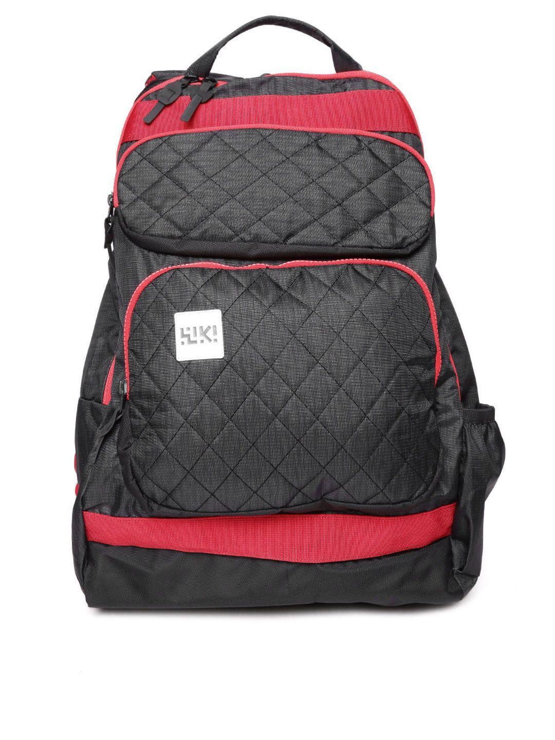 wildcraft unisex black & red toss quilted reversible backpack