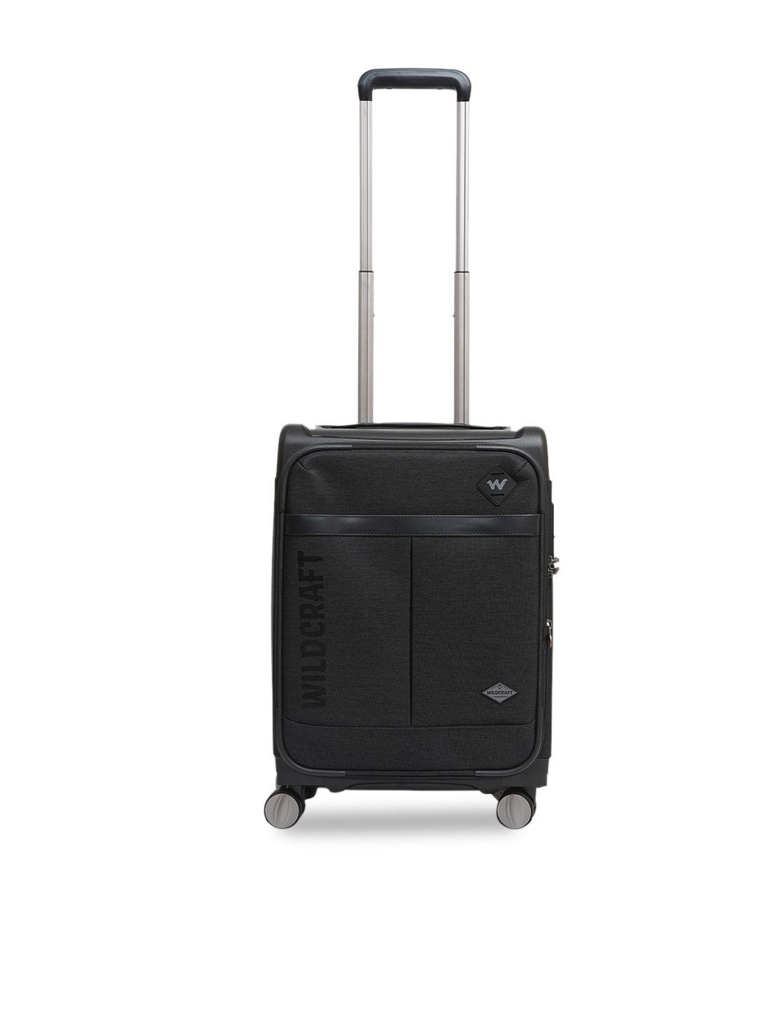 wildcraft unisex black textured soft-sided large trolley suitcase