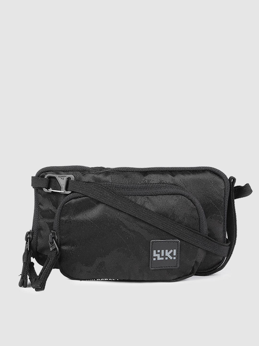 wildcraft unisex black textured stow-it messenger bag