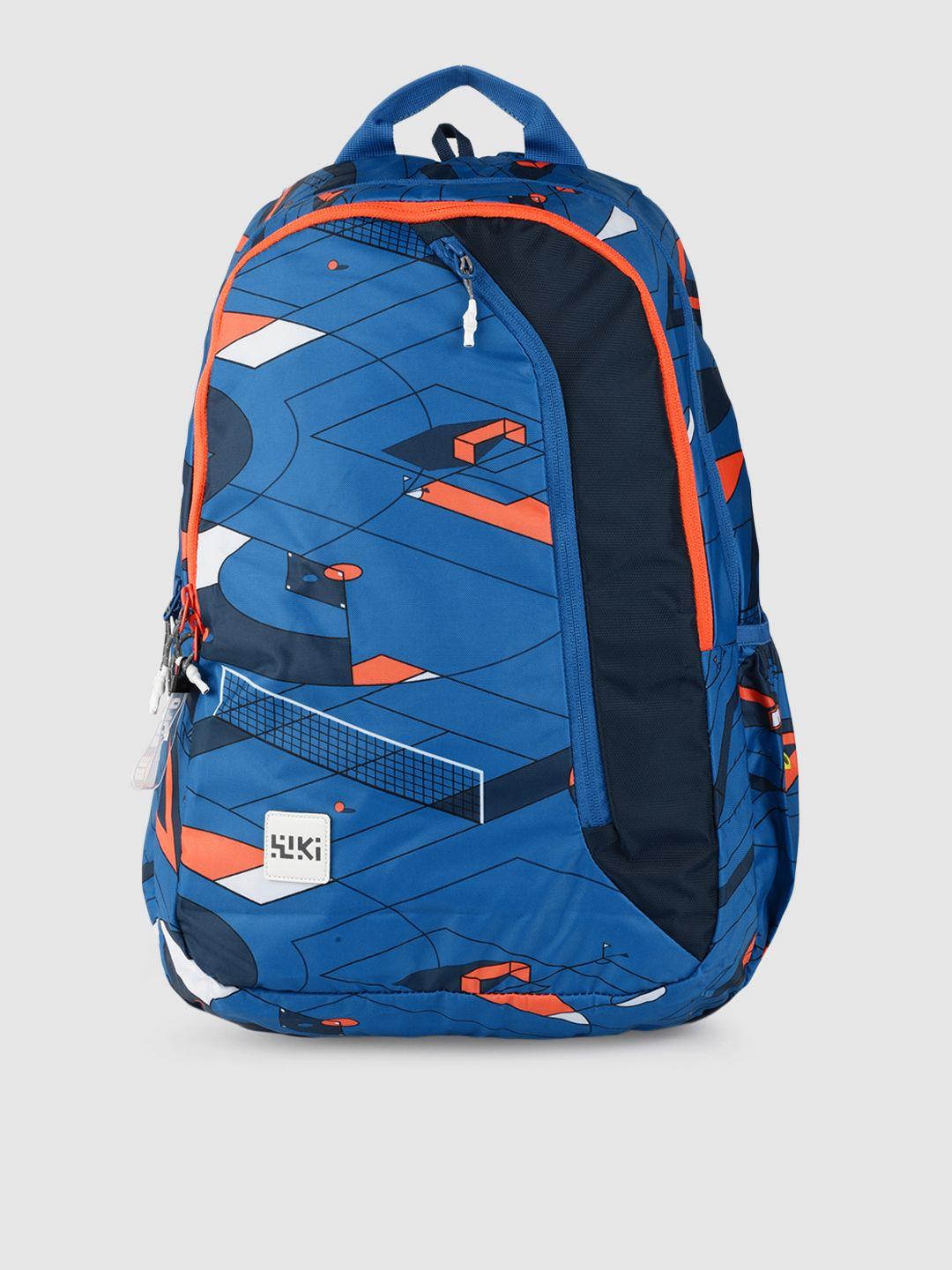 wildcraft unisex blue & orange geometric printed wiki pack 3 play off backpack