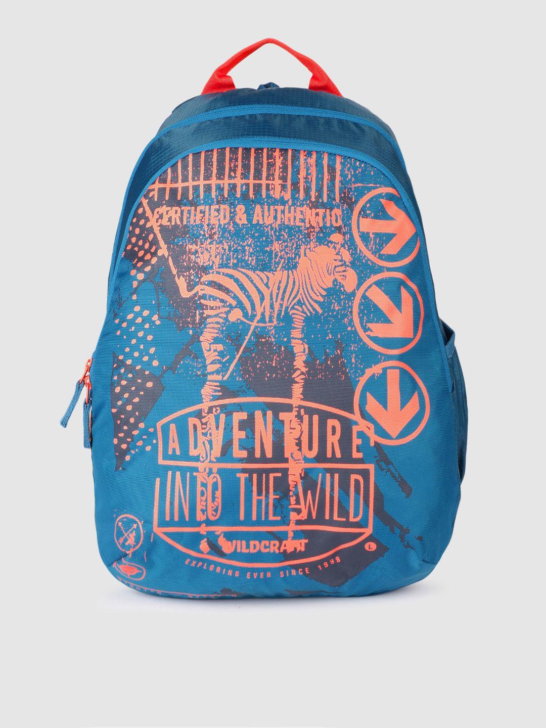 wildcraft unisex blue & orange printed backpack