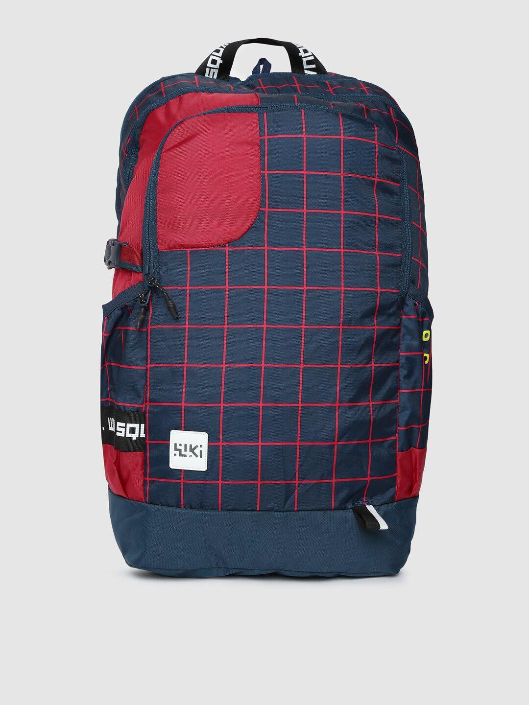 wildcraft unisex blue & red colourblocked backpack