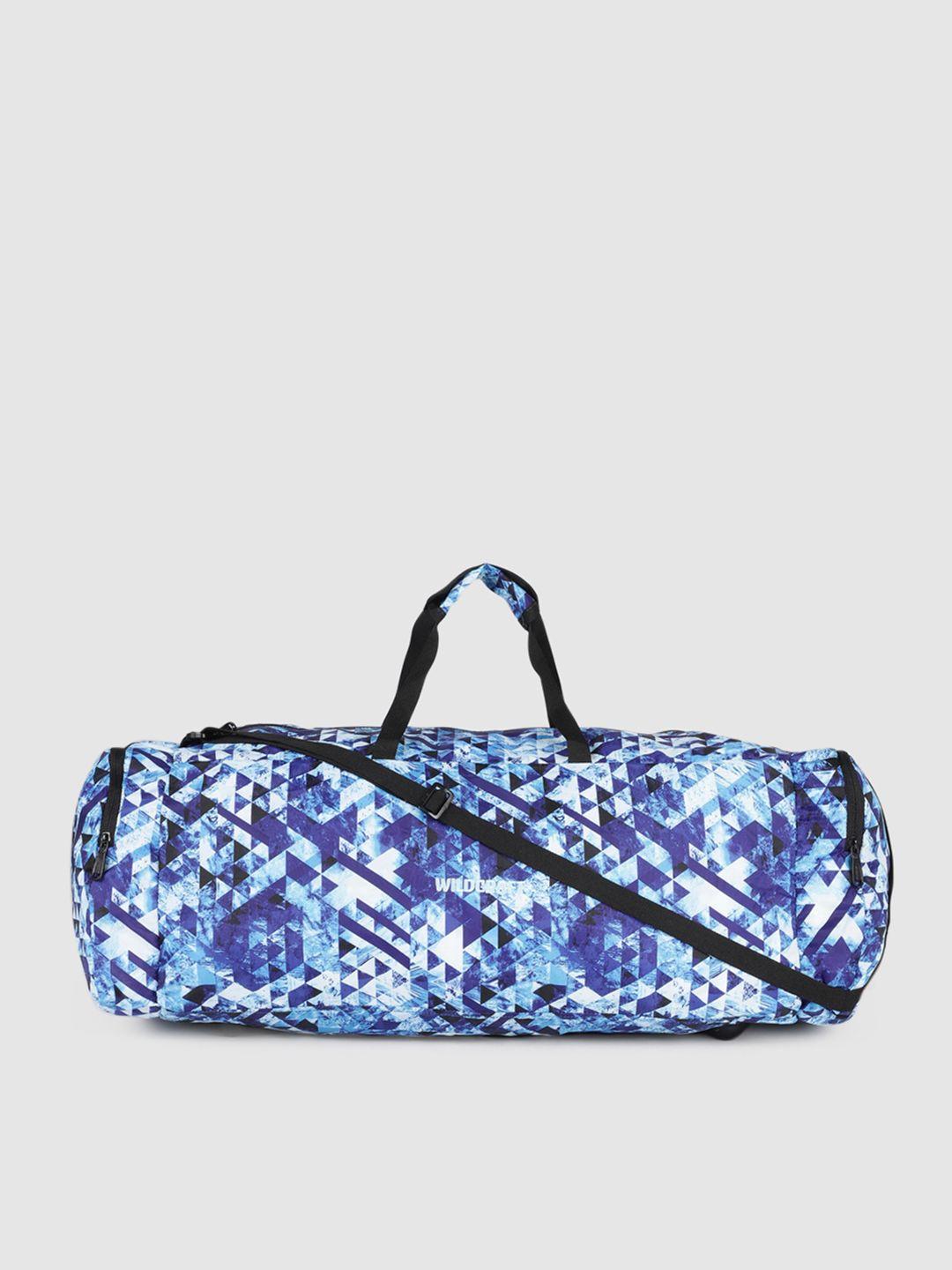 wildcraft unisex blue & white printed power duffel bag