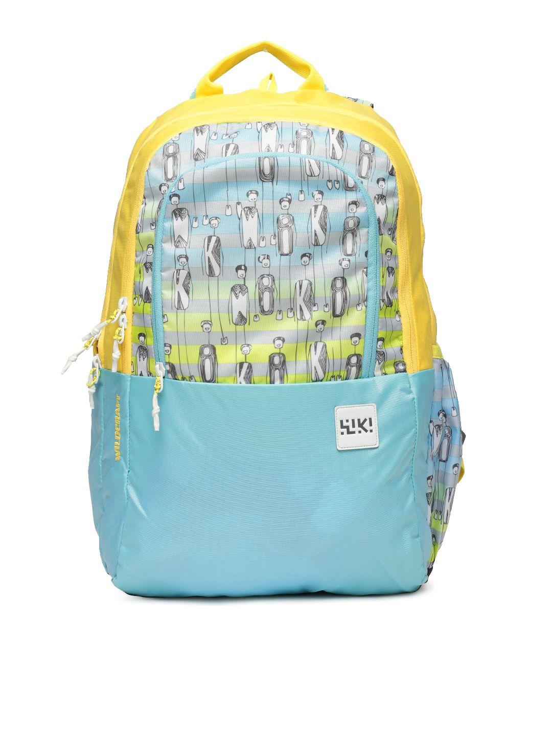wildcraft unisex blue & yellow wiki 2 character printed backpack