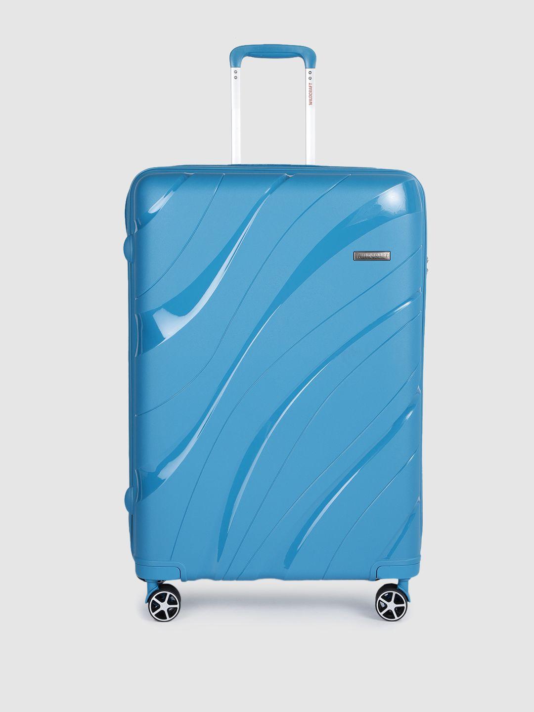 wildcraft unisex blue textured hard sided agena marine large trolley suitcase